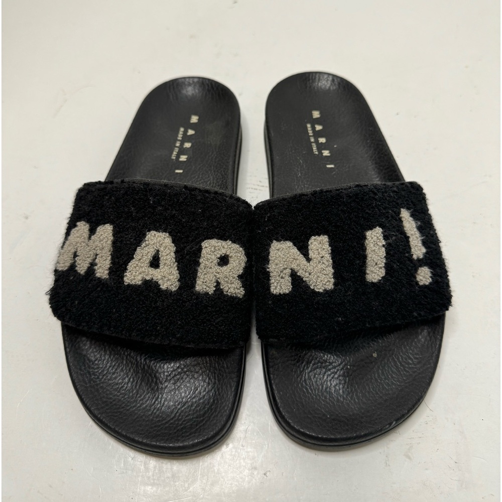 Marni Black Slide Sandals with Bold Branding